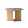 Audo - Androgyne Table de salle à manger Ø 120 cm, chêne naturel / plateau de table en marbre gris Galaxy