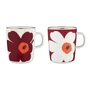 Marimekko - Oiva Juhla Unikko Gobelet avec anse, 250 ml, blanc / bourgogne / or (set de 2)