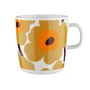 Marimekko - Oiva Unikko Gobelet avec anse, 400 ml, blanc / caramel / orange chaud