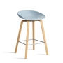HAY - About A Stool AAS 32 H 65 cm, chêne laqué / acier inoxydable / slate blue 2. 0 (patins en plastique)