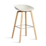 HAY - About A Stool AAS 32 H 75 cm, chêne laqué / acier inoxydable / melange cream 2. 0 (patins en plastique)