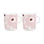 Marimekko - Oiva Juhla Unikko Gobelet avec anse, 250 ml, blanc / rose / châtaigne (set de 2)