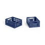 HAY - Colour Crate Panier Mini, 17 x 13 cm, bleu foncé, recycled (lot de 2)