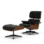 Vitra - Lounge Chair & Ottoman, noir / poli, noyer naturel, cuir Premium F, nero (nouvelles dimensions)