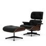 Vitra - Lounge Chair & Ottoman, noir, noyer foncé, cuir Premium F, nero (nouvelles dimensions)