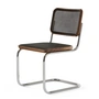 Thonet - S 32 V chaise, chrome / noyer / cannage avec tissu de soutien en plastique dark melange
