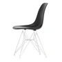 Vitra - Eames Plastic Side Chair DSR RE, blanc / noir profond (patins en feutre blanc)