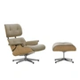Vitra - Lounge Chair & Ottoman, poli, châtaignier naturel, nubia, bambou / terra (nouvelles dimensions)