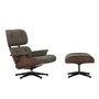 Vitra - Lounge Chair & Ottoman, noir / poli, noyer foncé, cuir Premium F, gris umbra (nouvelles dimensions)