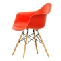 Vitra - Eames Plastic Armchair DAW RE, érable jaunâtre / poppy red (patins en feutre basic dark)