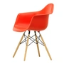 Vitra - Eames Plastic Armchair DAW RE, frêne couleur miel / poppy red (patins en feutre basic dark)