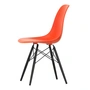 Vitra - Eames Plastic Side Chair DSW RE, érable noir / poppy red (patins en feutre basic dark)