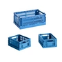 HAY - Colour Crate Panier S + Mini, electric blue, recycled (set de 3)