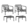 HAY - Palissade 2x Lounge Chair Low + 2x Ottoman, anthracite