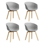 HAY - About A Chair AAC 22, chêne laqué / concrete grey 2. 0 (patins en plastique) (jeu de 4)