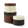 POLSPOTTEN - Round Metal Caps And Jars Set de 3 boîtes à provisions, brun foncé
