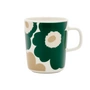 Marimekko - Oiva Unikko Tasse à anse 250 ml, blanche / vert foncé / beige / sable clair