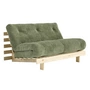 Karup - Roots Canapé-lit, 140 x 200 cm, pin naturel / vert kaki (553)