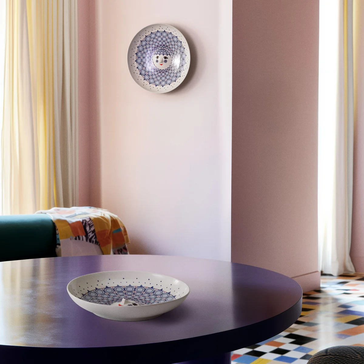 Bjørn Wiinblad - Olga plat de service Ø 33 cm, bleu / blanc