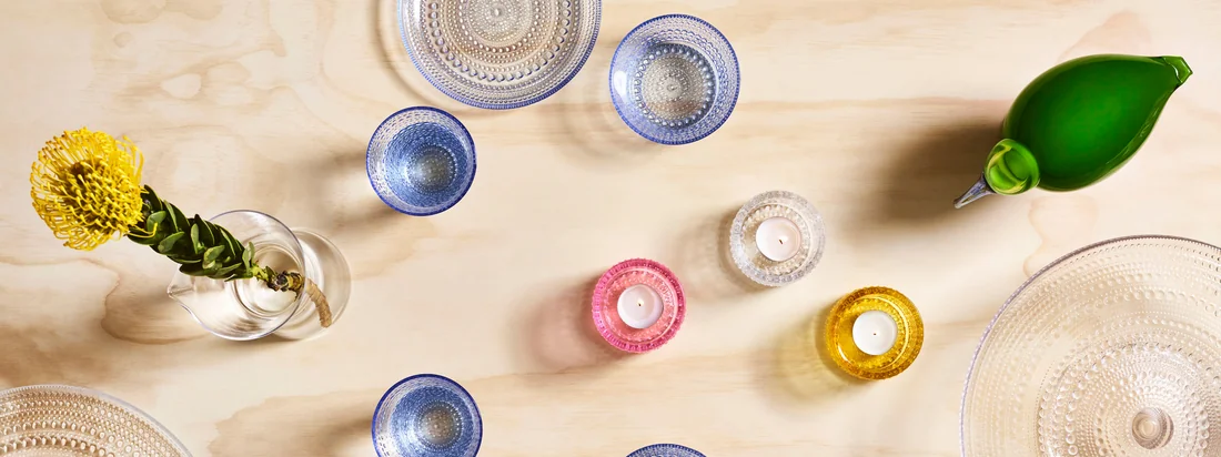 Iittala - Bannière de la collection du fabricant Kastehelmi