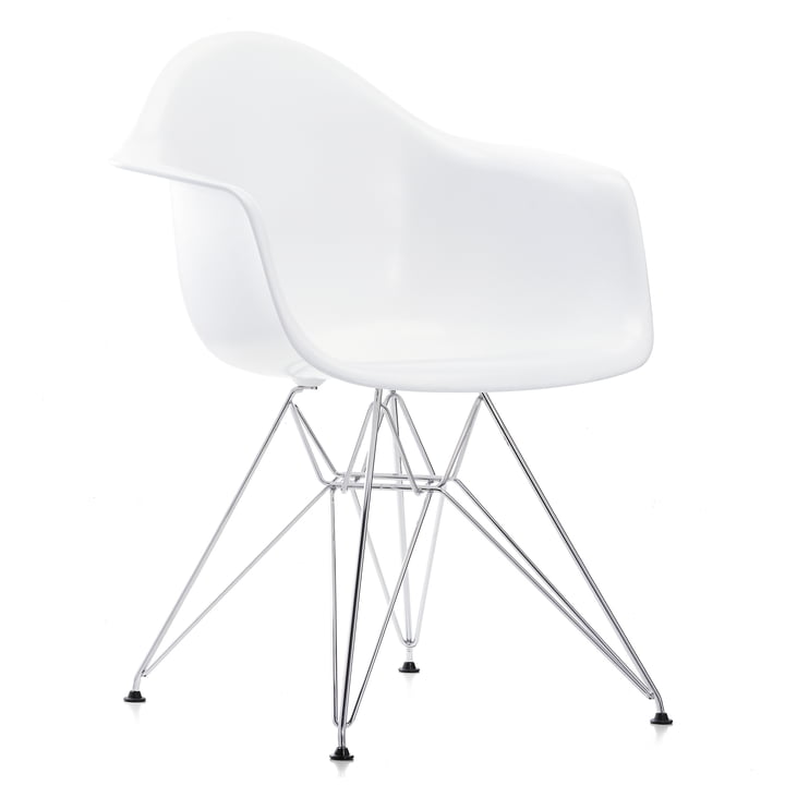 Eames Plastic Armchair DAR de Vitra en chromé / blanc