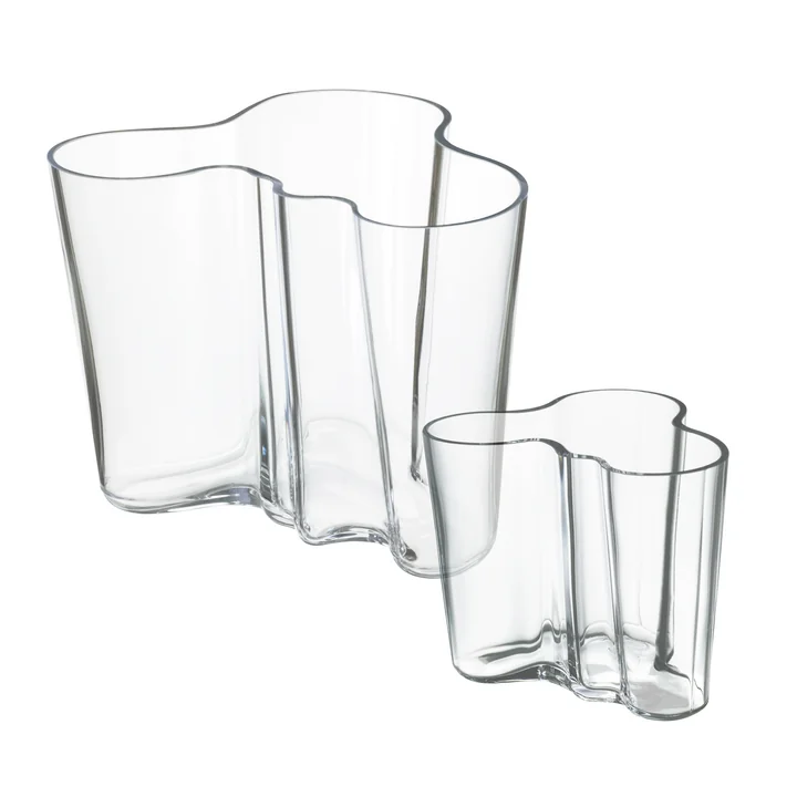 Set vase Aalto 160 + 95 mm d'Iittala en clair