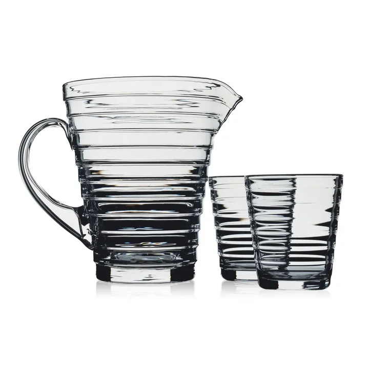 Pichet en verre Aino Aalto avec verres, par Iittala