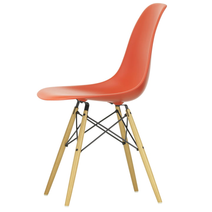 Vitra - Eames Plastic Side Chair DSW, Érable clair / rouge coquelicot