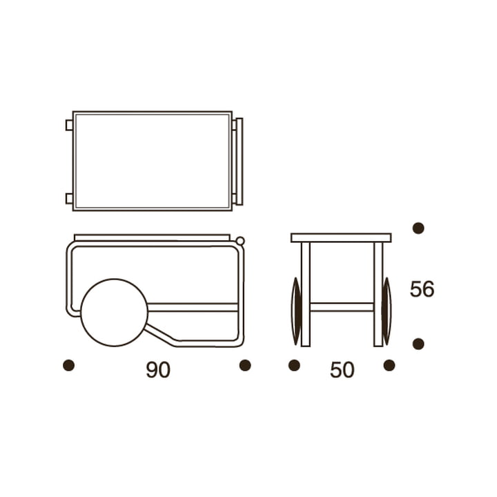 Dessin technique avec les dimensions de la Désserte 901