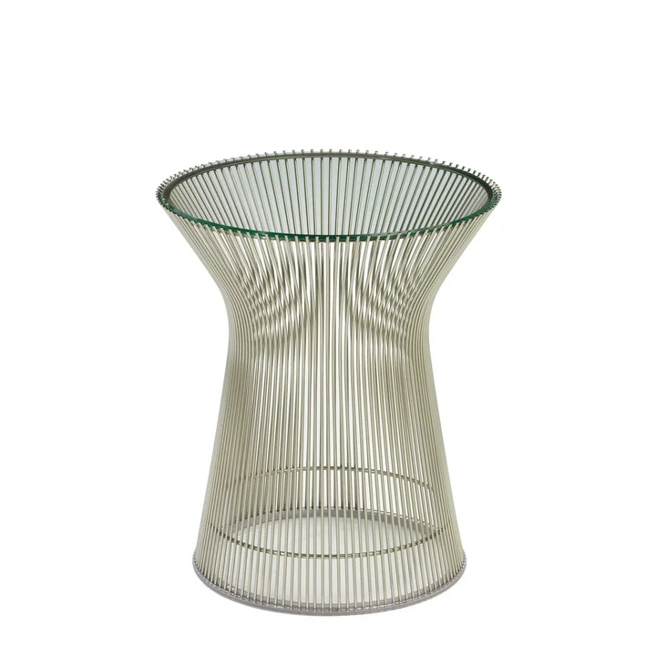 Knoll - Table d'appoint Platner - Nickel poli/verre cristallin