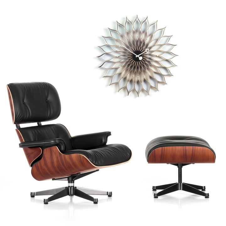 Promotion de Noël: Vitra Lounge Chair & Ottoman +Sunflower Clock