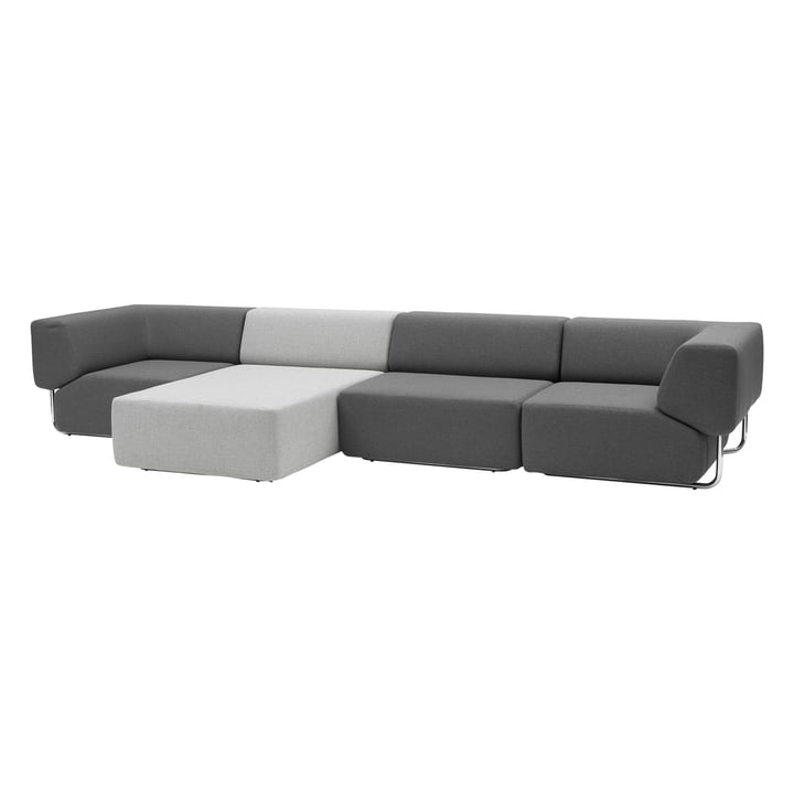 Softline - Noa, trois éléments gris foncé, Chaiselongue gris clair