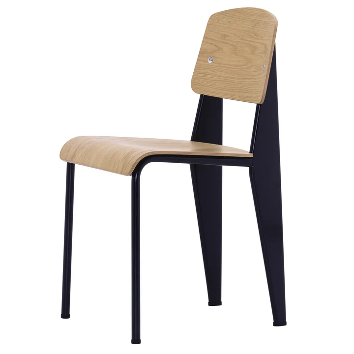 Vitra - Chaise standard, chêne naturel / noir profond, patins en feutre