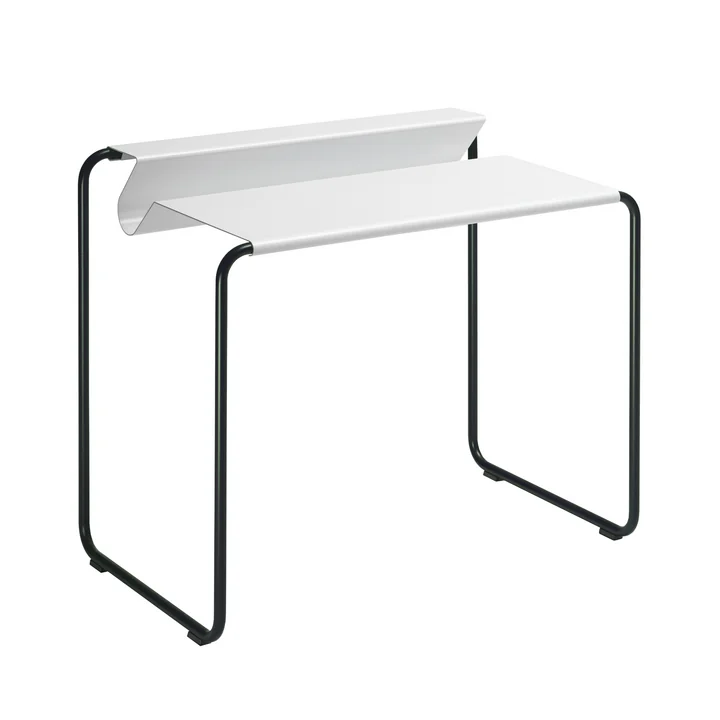PS07 Essence Secrétaire de la Müller Möbelfabrikation dans un cadre tubulaire noir/ top soie mat blanc signal (RAL 9003)