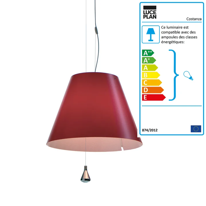 Luceplan - Suspension lumineuse Costanza, rouge