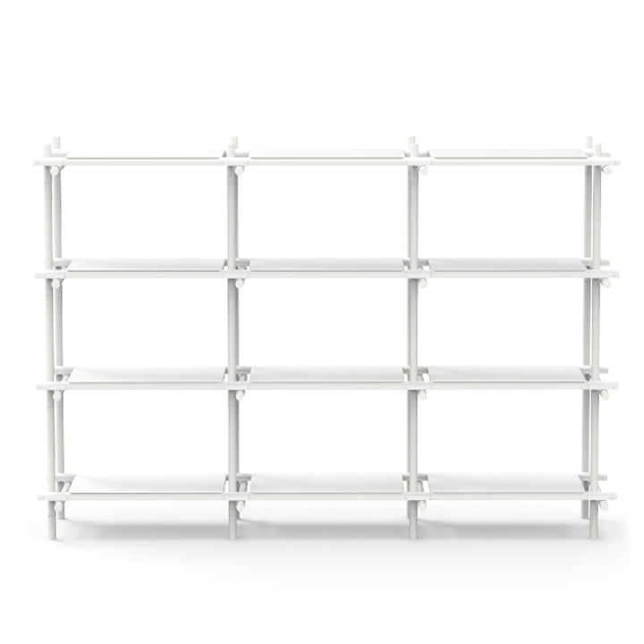 Menu - Stick System, étagère, blanc/blanc, 3 x 4