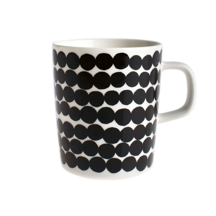 Oiva Räsymatto Gobelet avec anse 250 ml de Marimekko en noir / blanc