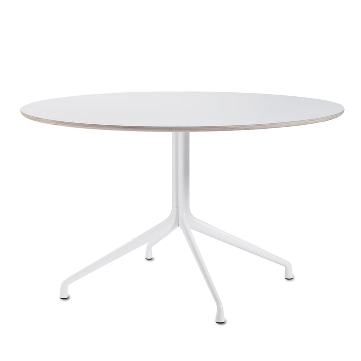 Hay - About A Table manger AAT 20, 4 pieds, Ø128 cm, blanc / blanc (patins en plastique)
