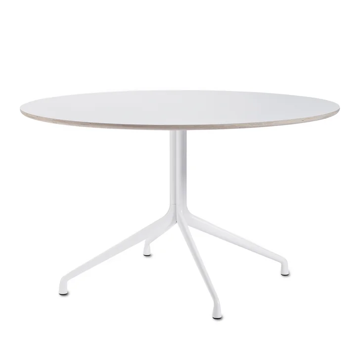 HAY - About A Table manger AAT 20, 4 pieds, Ø128 cm, blanc / blanc (patins en plastique)