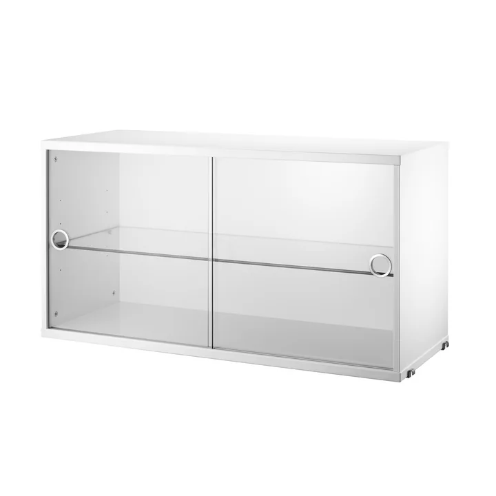 Armoire vitrine avec portes coulissantes en verre 78 x 30 cm de String en blanc