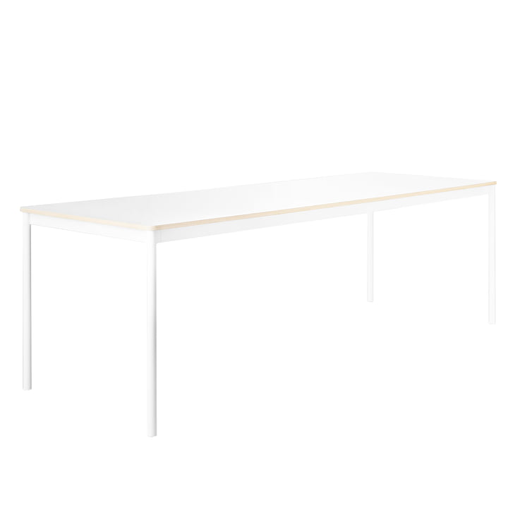 Muuto - Base Table, Cadre: blanc, Plateau: blanc, bord Contreplaqué