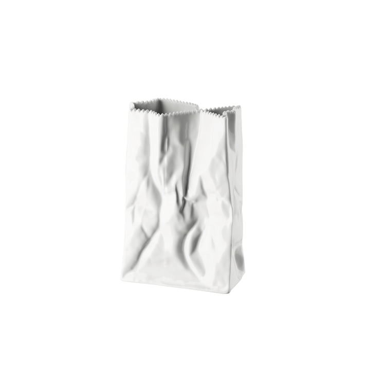 Rosenthal - Vase sac en papier, 18 cm, blanc émaillé