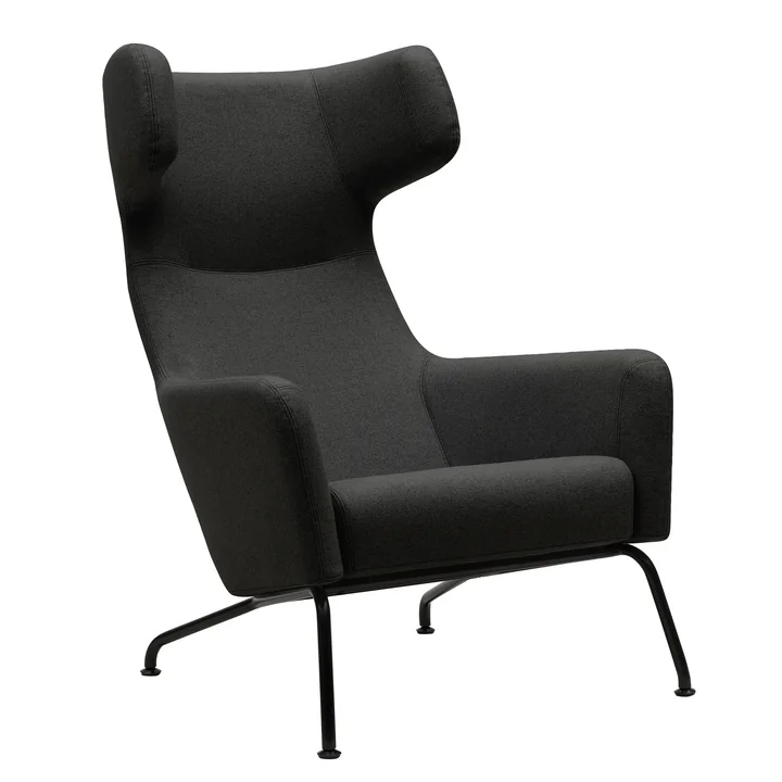 Softline - Havana Fauteuil à oreilles, piétement noir / Vision gris foncé (439)