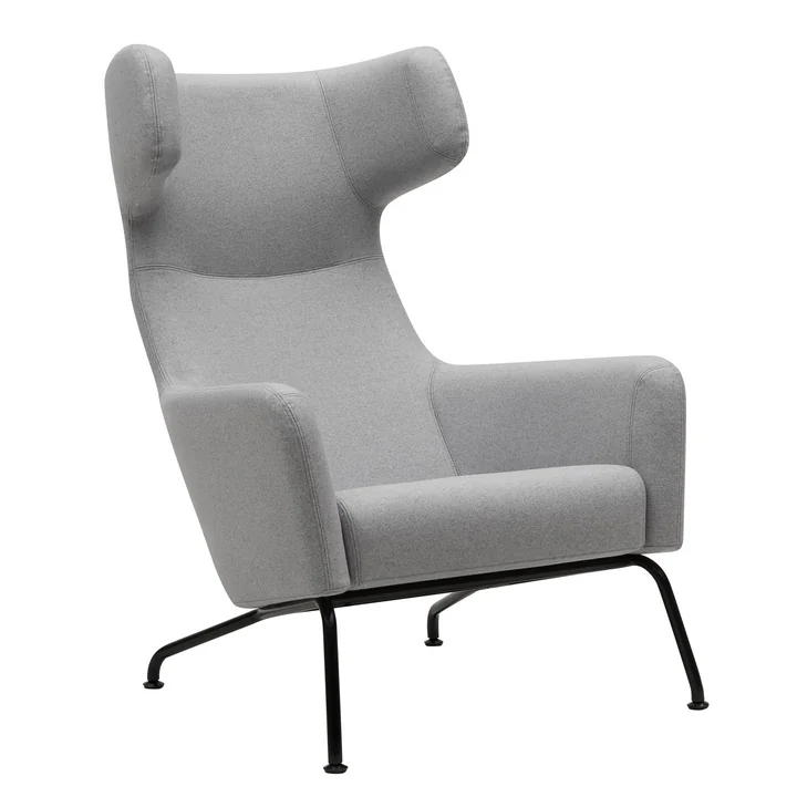 Softline - Havana Fauteuil à oreilles, structure noire / feutre gris clair (620)