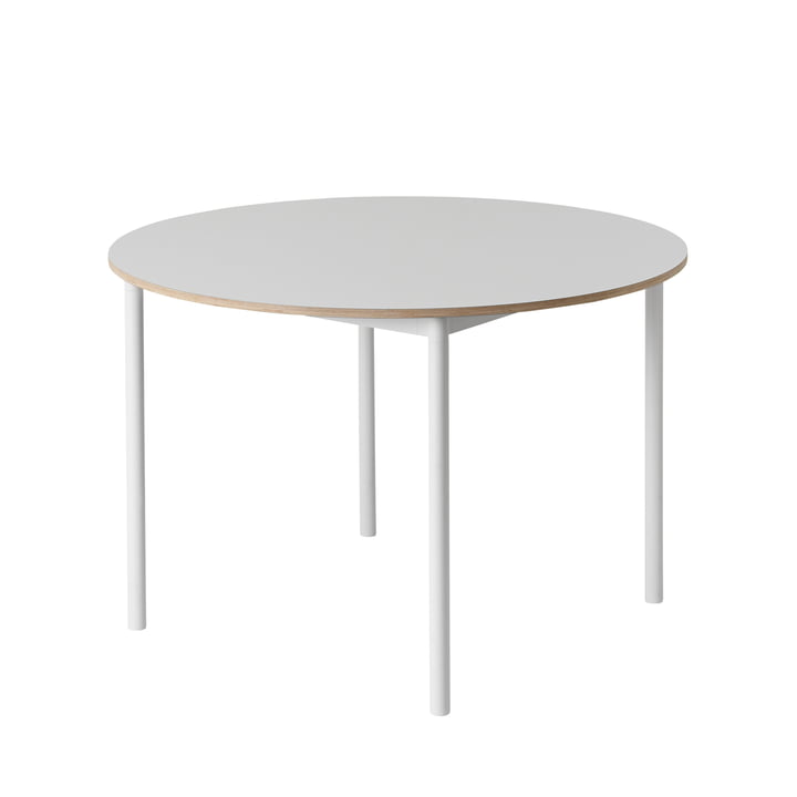 Muuto - Base Table Ø 110 cm en blanc avec bord en contreplaqué