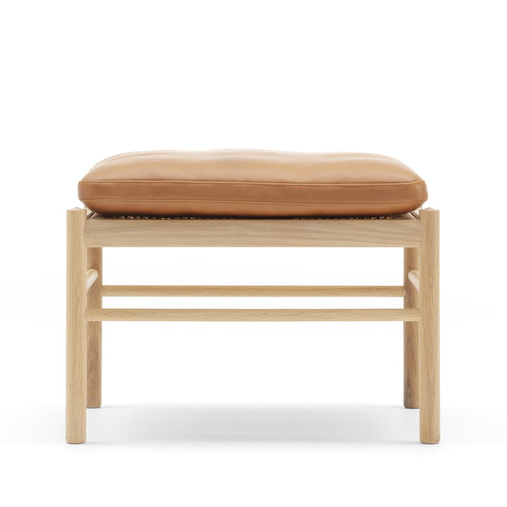 OW149 F Colonial Tabouret de pied de Carl Hansen en chêne huilé et cuir SIF 95