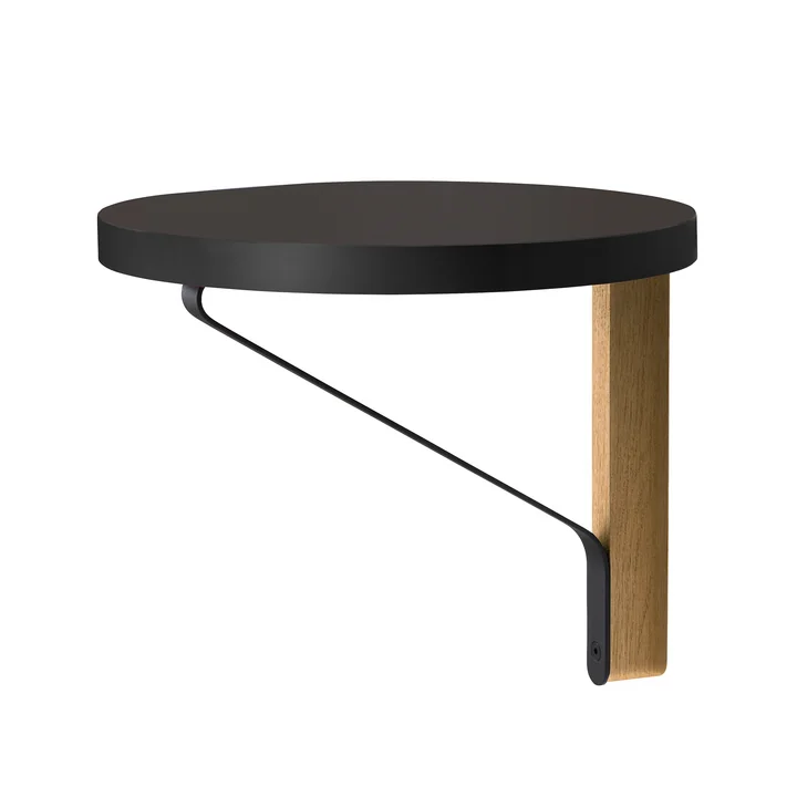 Étagère murale Kaari REB 009 Ø 35 cm par Artek en noir/chêne naturel