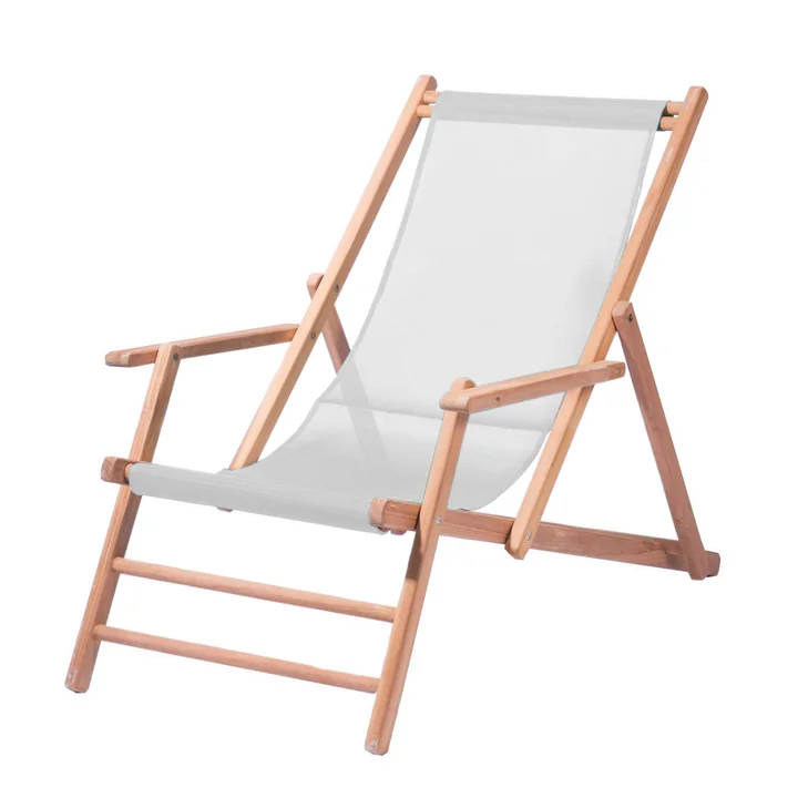 Chaise de pont en teck de Jan Kurtz en blanc