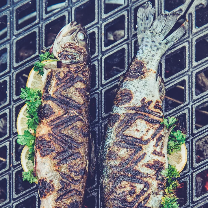 Grille en fonte pour viandes et poissons