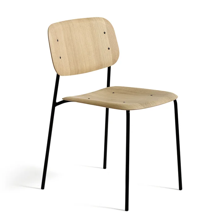 HAY - Soft Edge Chaise en chêne teinté noir avec structure en acier peint par poudrage noir